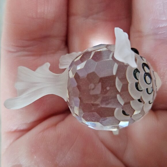 SWAROVSKI CRYSTAL PUFFER BLOWFISH GOLDFISH FIGURINE & MIRROR ORIGINAL BOX - Picture 10 of 15